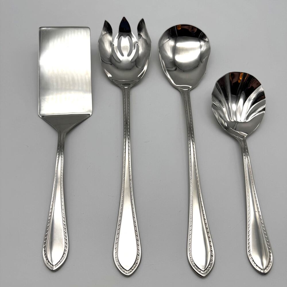 4 Reed & Barton Tradition Tanglewood Pierced Serving Spoon Shell Lasagna Server